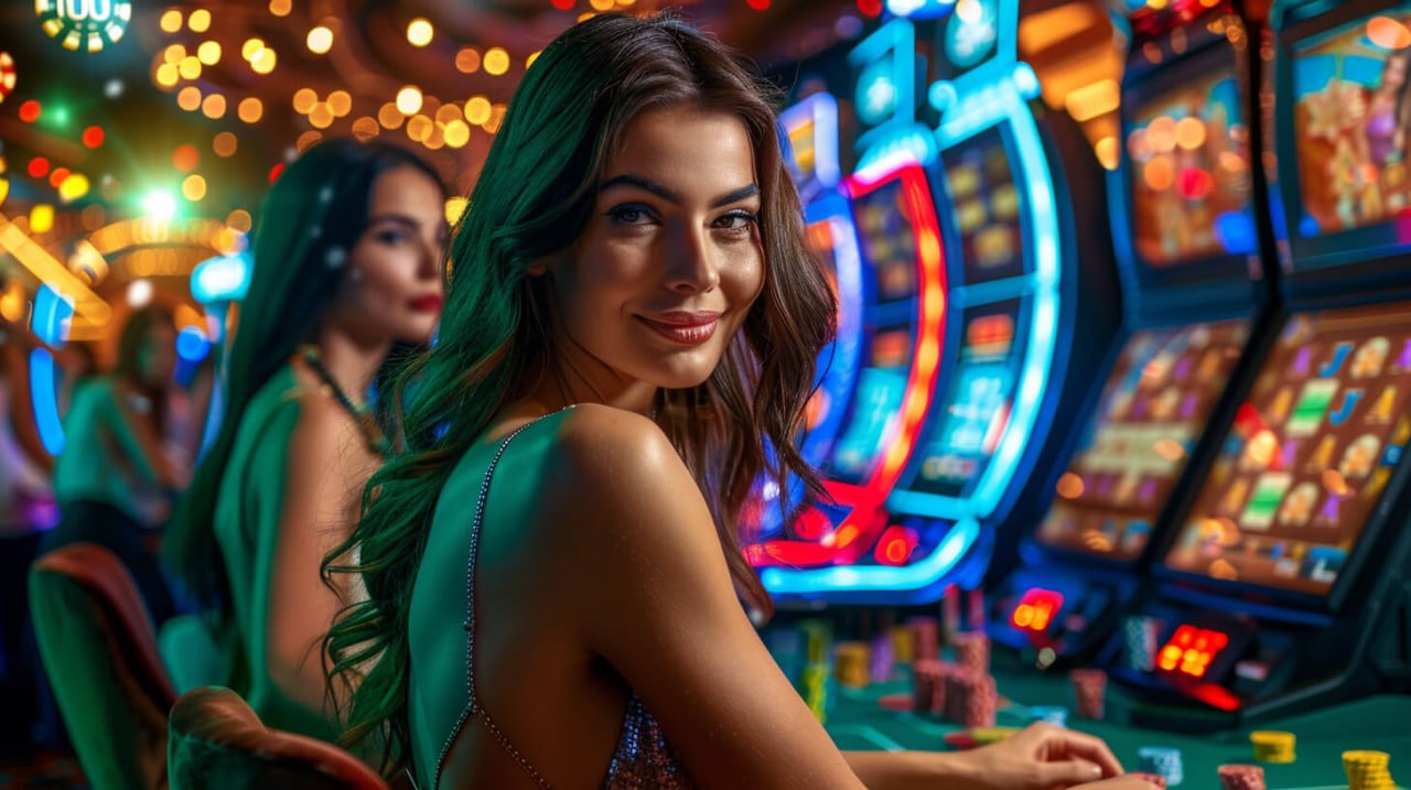 Dealer Live Casino sedang membagikan kartu di meja permainan interaktif